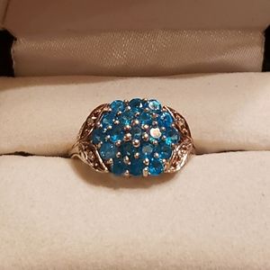 Electric Blue & Sterling Ring full of SPARKLE NEON Apatite 😍